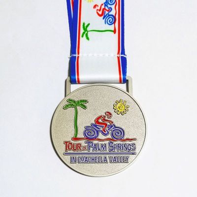 comprar 2Medalla deportiva de metal redondo de.5 pulgadas con cinta de transferencia de calor acabado de níquel mate online manufacture