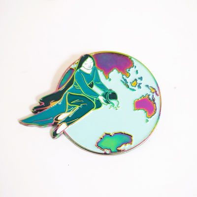 comprare Protezione della terra Pini di smalto morbido su misura 59x45mm arcobaleno rivestito con due pali online manufacture