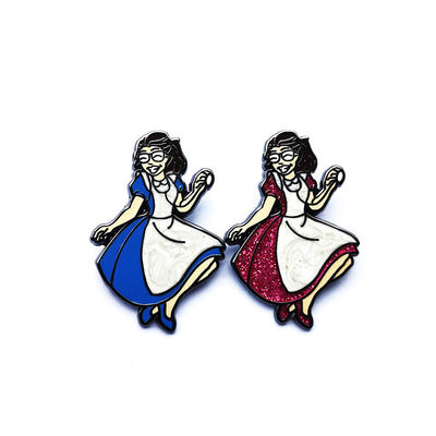 kaufen Zinklegierung Metall Hartes Emaille Lapel Pins Aschenputtelform Glitzer und Perlenfarbe online manufacture
