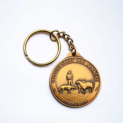 comprare Portachiavi in metallo di lega di zinco rotondo portachiavi in oro antico portachiavi commemorativi online manufacture