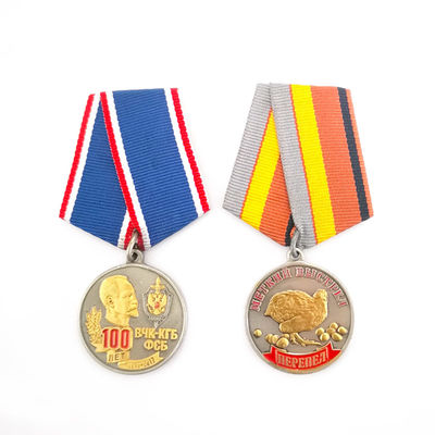 Buy Dia 32mm Round Brass Badges And Medals With Short Ribbon Attachment online manufacture