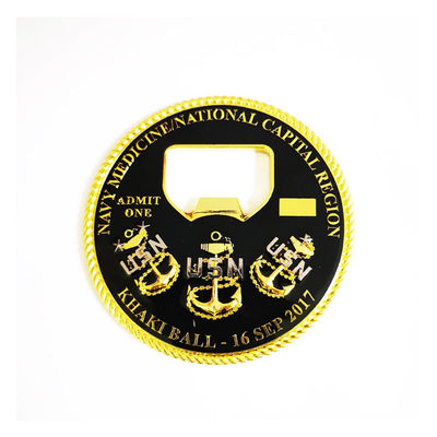 comprare Apribottiglie in zinco in lega 3D rivestite in epossidi 75mm USN stile oro e nichel online manufacture