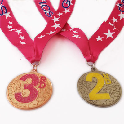 Beli Medali Olahraga Logam Bercetak Dengan Warna Enamel Lembut Dan Ribbon Sublimasi online manufacture
