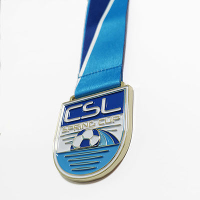 kaufen Custom Gold Finish Metall Fußball / Fußball Meister Medaille mit Sublimation Lanyard online manufacture