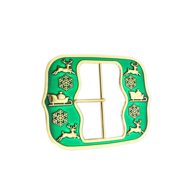 kaufen Durchsichtige Emaillfarbe Weihnachtsmann Weihnachtsgürtel Buckel Gold Zinklegierung Druckguss online manufacture