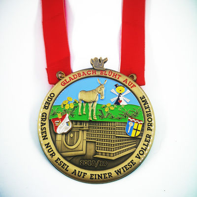 Buy 3D Diecasting Antique Gold Carnival Session Medal Back With Sandblasting And Logo online manufacture