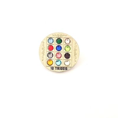 comprare 12 tribù rotonde di smalto con colorate pietre preziose e una frizione di farfalla online manufacture