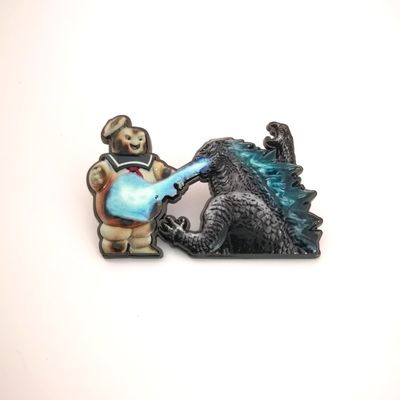 comprare 3D Diecasting Godzilla Movie Tema UV Stampato Metallo Lapel Pin con frizioni di gomma online manufacture