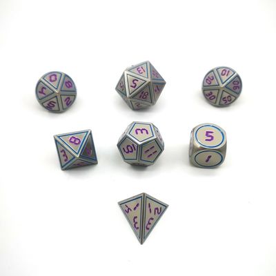 Beli Matte Silver Plating Dengan Angka Ungu Zinc Alloy Metal Dice Untuk Kolektor online manufacture