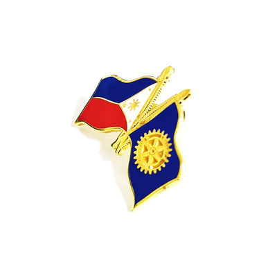 Metallo duro smalto bandiera filippina lapel pin con finitura in oro e frizioni farfalla
