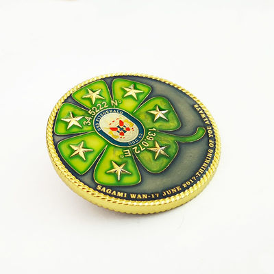 Revestimiento en oro 3D Epoxy Coated Metal Monedas USS Fitzgerald DDG 62 Con el borde de la cuerda