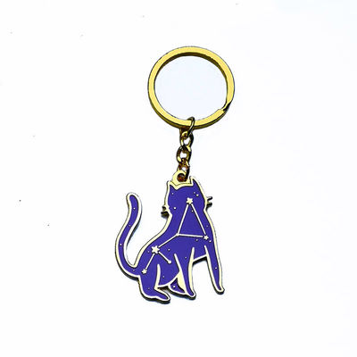 Gold beschichtet, süße Katze, harte Schlüsselketten aus Emaille, 40 mm mit 30 mm Split Ring