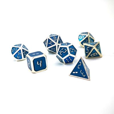 Juegos de mesa o DnD juego de dados de metal para la venta de níquel con color azul zafiro