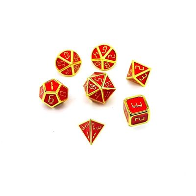 Juego de mesa de 14 mm juego de dados de metal para la venta de oro con color rojo rubí